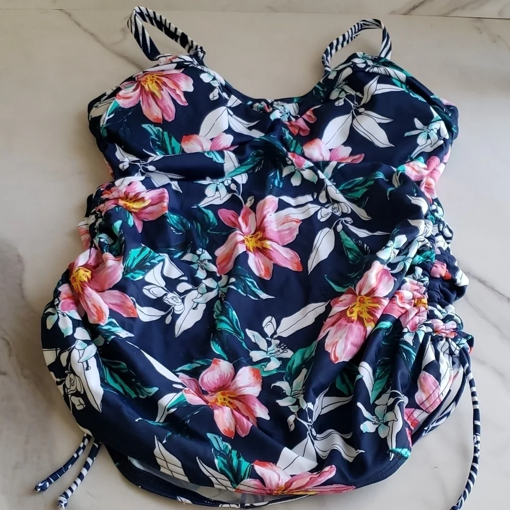 Fantasie Port Maria Underwire Twist Front Tankini Swim Top FS6894 in Ink SZ 32D